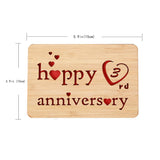 Wooden 3Rd Anniversary Card,Handmade 3 Years Wedding Anniversary Greeting Cards, 3Rd Leather Anniversary Card For Her,Him,Husband,Wife