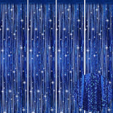 4-Pack Blue Foil Fringe Curtains Party Backdrop & Photo Booth Decor