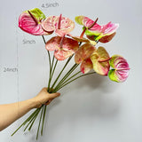 10 Pcs 24"Artificial Anthurium Flowers With Stem, Fake Flower Filler Plants Real Touch Flower For Spring Home Decor,Table Centerpieces, Wedding Party Decor,Background Wall Decor (Mix White/Green)