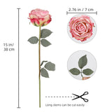 10Pcs Hot Pink Roses Artificial Flowers Realistic Fake Flowers Silk Roses With Long Stems For Diy Wedding Bouquet Table Centerpiece Home Party Decor(Hot Pink)