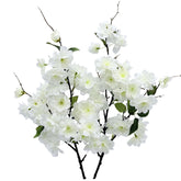 2Pcs Artificial Cherry Blossom Flower Bulk Plum White Silk Peach Flowers Cherry Blossom Branches With Leaves For Spring Summer Decor Home Wedding Party Table Centerpieces