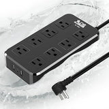 Outdoor Weatherproof Power Strip 8 Outlets 3 USB Ports 6 Ft Extension Cord