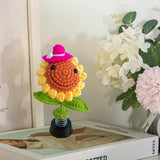 Get This Shaking Sunflower Car Decor! A Crochet Smiley Handmade Beauty,Ideal Gifts For Women, Cute Car Interior Decor And Dashboard Ornament Adding Charm To Your Ride!(Green-2)