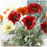 5 Pcs Artificial Flowers Poppies Silk Flowers With Stems,28" Silk Plants Ranunculus Artificial Flowers For Wedding Party Outdoor Indoor Decor Flower Arrangements For Table (Red)