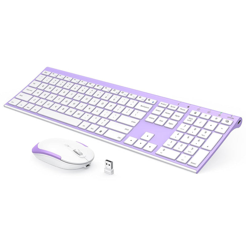 Wireless Keyboard And Mouse, 2.4Ghz Rechargeable Compact Quiet Full-Size Keybo