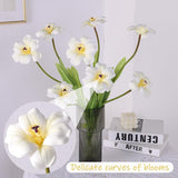 Artificial Tulip Silk Fake Flowers,Premium Faux Long Stem Artificial Flowers,Fully Bloomed Tulip Real Touch Artificial Flowers For Home Decor Centerpiece Diy Wedding,4 Pcs (White)