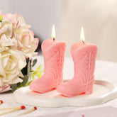 Cowgirl Boot Candle Set, 2Pcs Western Cowboy Boot Soy Wax Candles, Lavender Scented Pink Decorative Candles For Bedroom Home Decor, Birthday Gifts For Women