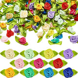 300 Pieces Mini Ribbon Roses For Crafts Artificial Fabric Flowers With