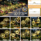 Solar Lights Outdoor Decorative: Bendable Copper Wire With 120 Led Firework Beads - Waterproof Diy Warm Fun Decorating Yard Garden Patio - Christmas Gifts For Homeowner Over 30