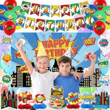 City Hero Birthday Decoration Set with Backdrop & Balloons