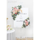 2Pcs Wedding Arch Flowers,Wedding Artificial Sign Flower,Welcome Easel Door Decor Wall Swags For Reception Backdrop Table Decorations Welcome Sign (Deep Pink)