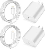 2 Pack 20W USB C Fast Charger with 10FT Lightning Cable for iPhone & iPad