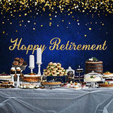 Happy Retirement Backdrop Royal Blue Backdrop with Golden Glitter Dots - 7x5ft Photo Booth Banner for Party Decorations