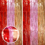 2 Pack Valentine Foil Fringe Backdrop Curtains, Tinsel Streamers Party Decorations, Fringe Backdrop, Door Shimmer For Valentine Or Birthday Party