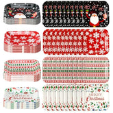 80 Pcs 7Inch Christmas Dessert Plates Christmas Disposable Plates Santa Xmas Square Dinner Plates For Merry Christmas Holiday Party Supplies, 4 Styles