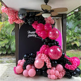 Pink & Black Balloon Garland Arch Kit, 153Pcs Black Magenta & Chrome Pink Balloons For Girls Birthday Decoration, Sweet 16 Party Supplies, Bridal Shower & Graduation Decor