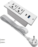 Recessed USB C Power Strip 2 Outlets 2 USB Ports PD20W QC18W 6FT Flat Plug Extension Cord White