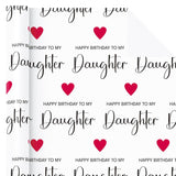 Birthday Wrapping Paper Roll For Daughter - Mini Roll - 17 Inch X 16.5 Feet - Happy Birthday To My Daughter Lettering With Red Love Design