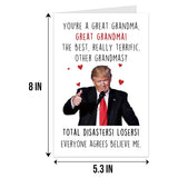 Funny Trump-Themed Birthday Card For Grandma, Grandmother Birthday Card Gift From Granddaughter Grandson, Donald Grandmas Mother'S Day Cards Gifts, Grandmother Christmas Gifts, You Are A Great Grandma Cards