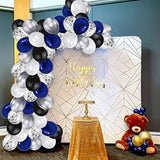 Chrome & Confetti Balloon Set: Navy, Black, White Party Decor (100pcs, 12")