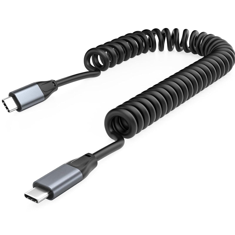 Coiled Usb C To Usb C Cable 100W(1.6Ft-3.3Ft),Usb 3.2 Gen2 20Gbps Scalable Spr