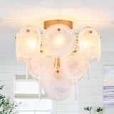 4 Light Gold Glass Ceiling Light Vintage Flush Mount Chandelier Fixture