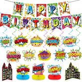 27Pcs Super Theme Party Decorations Set Hero Birthday Banner Hanging Swirls And Honeycomb Centerpieces Fun Hero Theme Party Decor For Boys Girls Kids Baby Shower Party Supplies Favor