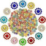 300 Pieces 12Mm Flower Buttons With Rhinestones Sew On Flower Embellis