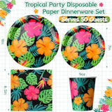 200 Pcs Tropical Nights Hawaiian Aloha Party Supplies Serve 50 Guests Luau Paper Plates Cups Napkins For Summer Beach Tableware Pool Party