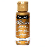 DecoArt Dazzling Metallics - 2 Ounce 4 Pack Glorious Gold Acrylic Paint Set Gold Metallic Acrylic Paint Art Supplies- Art Projects, Home Decor- E-book