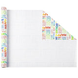 Happy Birthday Wrapping Paper Roll, 17 Inch X 32.8 Feet, Colorful Text Happy Birthday Design Gift Wrap For Birthday, Gift Packaging, Baby Shower, Holiday, Party