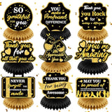 9Pcs We Appreciate You Decorations Black Gold Thank You Table Honeycomb Centerpieces Appreciate Table Topper Decor For Teacher Doctor Nurse Employee Staff Graduation Appreciation Party Supplies