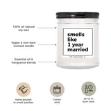 You Nique Designs 1St Wedding Anniversary Candle - One Year Candle Gifts - 1 Year Anniversary Candles For Wife, Husband, Couples, Him, Her - First Wedding Anniversary (Mahogany Teakwood)