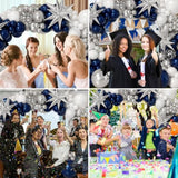 Navy Blue Balloon Arch Kit with Silver Stars: Graduation Decor