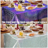 Silver Glitter Plastic Tablecloth Cover For Parties Iridescent Plastic Tablecloths Disposable Laser Rectangle Table Covers Foil Tablecloth Party Birthday Bridal Wedding Decoration (Silver, 2)