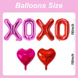 8Pcs Valentines Day Decorations - 18 Inch Red Heart Balloons And Rose Red Heart Shaped Balloons - Valentine Balloon For Romantic Special Night Party Supplies - Valentines Day Party Decorations
