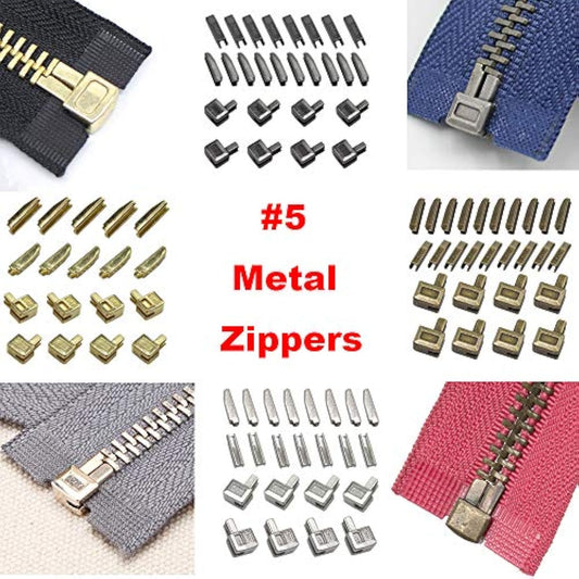 20 Sets #5 Small Metal Zipper Latch Slider Retainer Insertion Pin Zipp