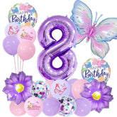 Butterfly 8th Birthday Decorations 20pcs Purple Balloon Set