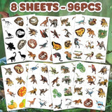 96 Pcs Dinosaur 3D Pre-Cut Temporary Tattoos For Kids | Super Cute Themed Birthday Party Favors, Supplies, Decorations, Funny Jungle Fake Tattoo Stickers (Multiple)