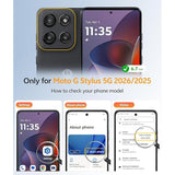 Moto G Stylus 5G 2025/2026 Phone Case with 2-Pcs Tempered Glass Screen Protector and Strap, Military Grade Shockproof with Rotating Kickstand, Black