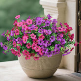 Artificial Flowers For Outdoors, Fake Faux Plants Outside Realistic Spring Summer Decor, Uv Resistant Silk Flowers For Home Porch Garden (8, Purple Rose-Red)