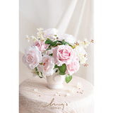 Artificial Flowers 16Pcs Blush Pink Silk Roses With Stems Real Look, 3.5" Fake Ombre Slate Pink Vendela Roses Bulk For Diy Wedding Bouquets Centerpieces Party Baby Shower Home Decoration