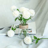12Pcs Artificial Chrysanthemum Ball Flowers Silk Hydrangea Bridal Wedding Bouquet For Home Garden Party Office Coffee House Decoration (Cream White)