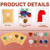 24 Pack Valentines Day Gem Gifts For Kids,Gem Valentine Cards With Heart,Kids Valentines Day Cards For School,Valentine Gift Exchange Card For Boys Girls Classroom School Party Favor