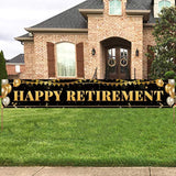 Large Black & Gold Retirement Banner 9.8×1.6ft — Party Decoration Sign