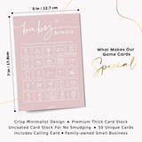Baby Shower Bingo Game For Girl (50 Unique Cards), Pre-Filled Fun Baby Shower Game Activity, Perforated Calling Cards, Gender Neutral, Pink