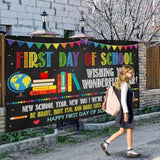 First Day of School Backdrop Banner Welcome Preschool & Kindergarten Photo Prop