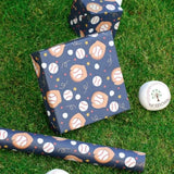Baseball Kraft Wrapping Paper For Kids - 17 Inches X 33 Feet (47 Sq. Ft. Ttl.) - Baseball Glove And Ball Design Birthday Gift Wrap For Baby Shower, Birthday, Party, Holiday, Boys Girls
