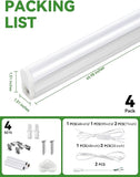 4 Pack 4FT LED Shop Lights 20W 2300LM 6500K Linkable Integrated Garage Ceiling Cabinet Lights
