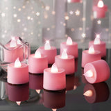 24 Pack Pink Led Tea Lights, Flameless Votive Candles, Electric Fake Colored Candles, Battery Operated Tealights Candles For Party, Christmas, Aniversary, Wedding Table Centerpiece, Proposal
